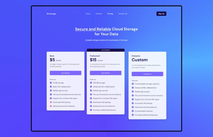 Priced A Cloud Storage Pricing Page  - Free Figma Template