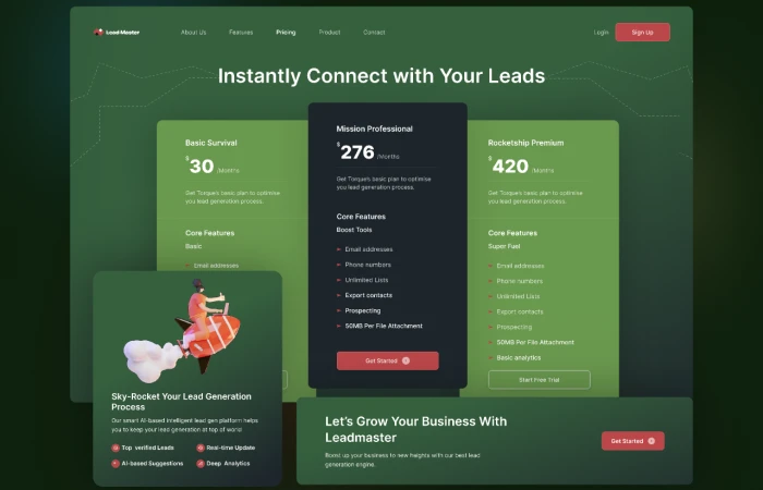 Pricing Page: Leadmaster  - Free Figma Template