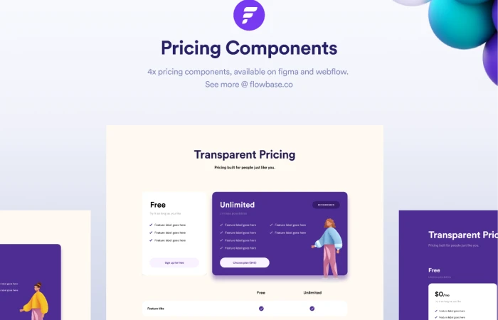 Pricing Table Template  by Flowbase.co  - Free Figma Template