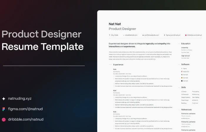 Product Designer Resume Template  - Free Figma Template