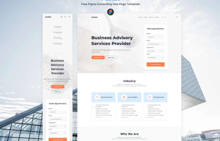 Publist - Free Figma Consulting One Page Template  - Free Figma Template