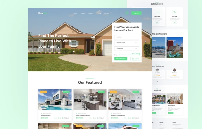 Real Estate Landing Page Design  - Free Figma Template