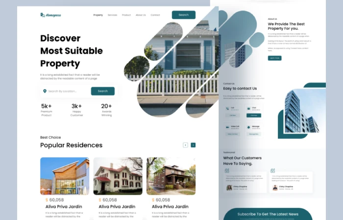 Real Estate Landing Page Design  - Free Figma Template