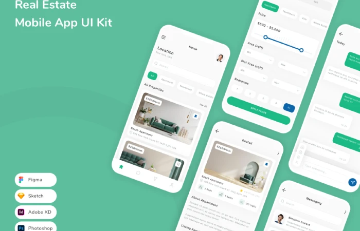 Real Estate Mobile App UI Kit  - Free Figma Template