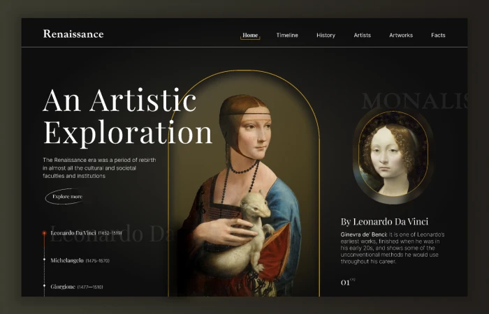 Renaissance Art Landing Page Concept  - Free Figma Template