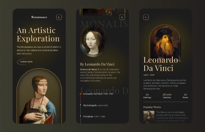 Renaissance Art- Mobile Responsive  - Free Figma Template