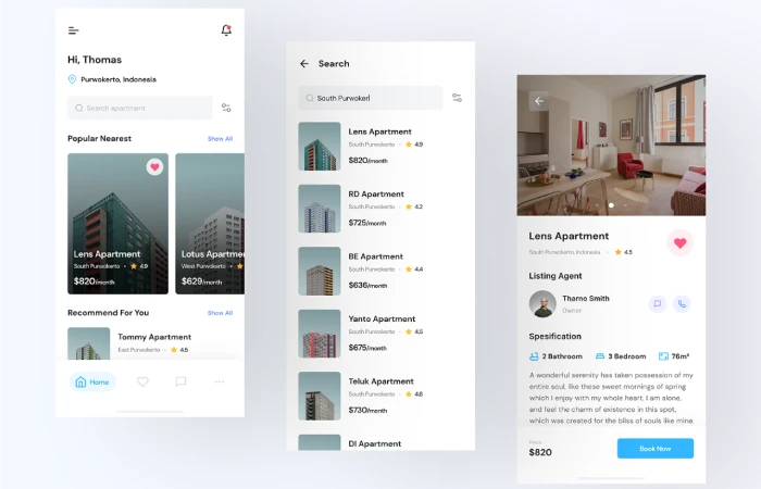 Rent Apartment App  - Free Figma Template