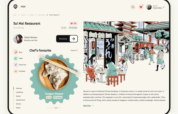 Restaurant App - Landing Page web concept  - Free Figma Template