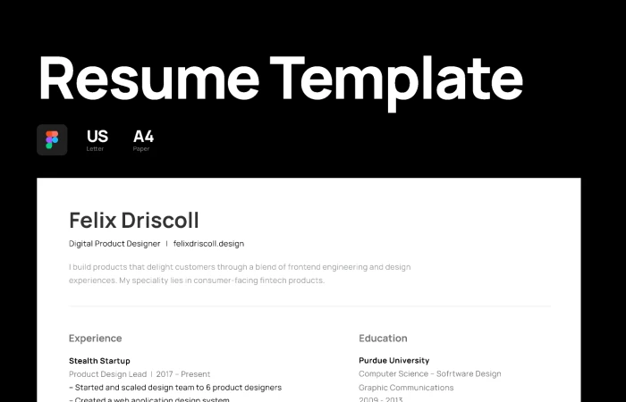 Resume Template  - Free Figma Template