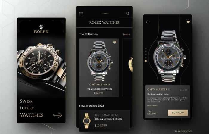 Rolex Watch Shopping Mobile App  - Free Figma Template