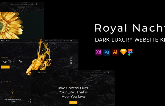 Royal Nacht  A Dark Luxury Theme  - Free Figma Template