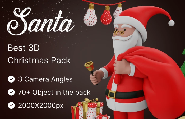 Santa  Best Free 3D Christmas Models  - Free Figma Template