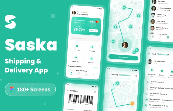 Saska - Shipping & Delivery App UI Kit  - Free Figma Template