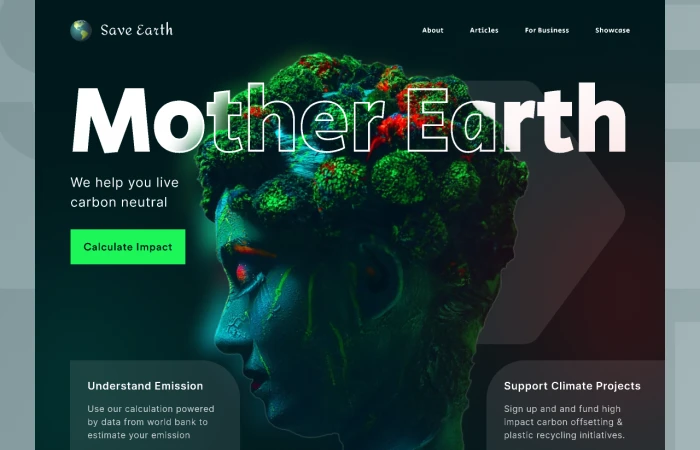 Save Earth Website Design: Landing web page  - Free Figma Template