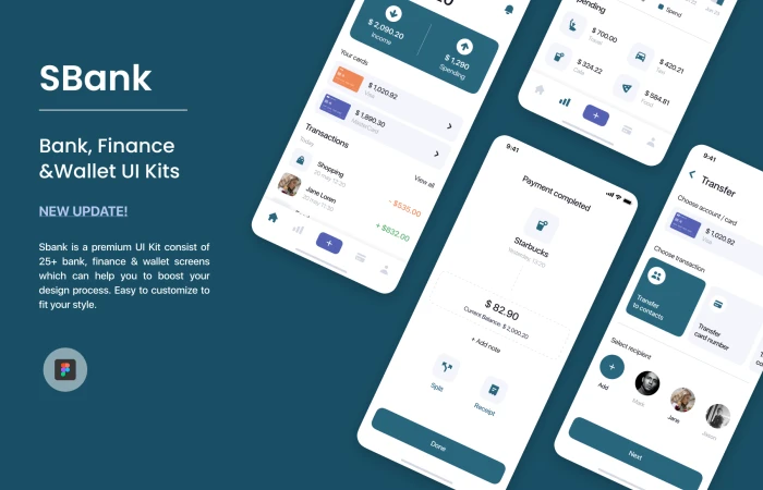 SBank - Bank, Finance &Wallet UI Kits (Community)  - Free Figma Template