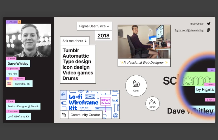 Schema 2021 Name Badge - Dave Whitley  - Free Figma Template