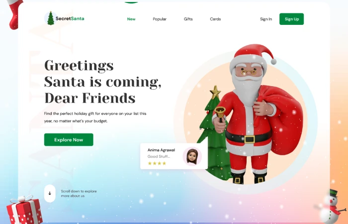 Secret Santa - Website Landing Page  - Free Figma Template