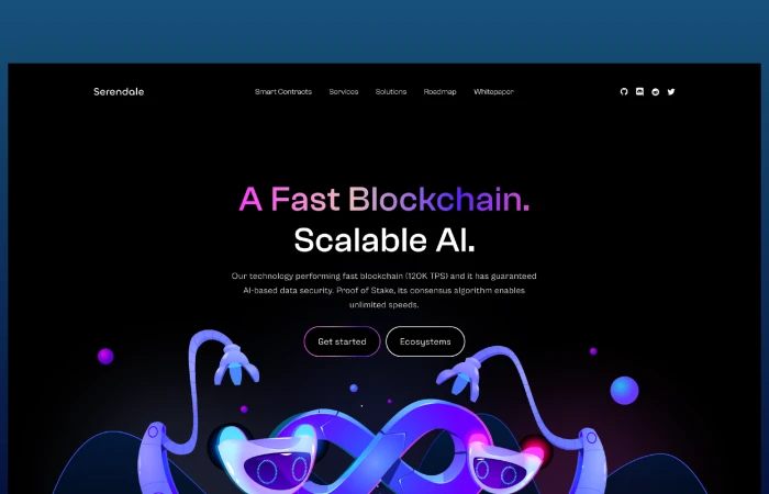 Serendale.ai - AI-based Blockchain Hero Exploration  - Free Figma Template