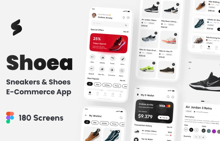 Shoea - Sneakers & Shoes E-Commerce App UI Kit  - Free Figma Template