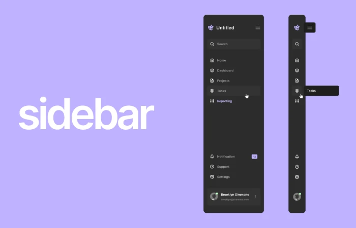 Sidebar with Interactive Prototype  - Free Figma Template