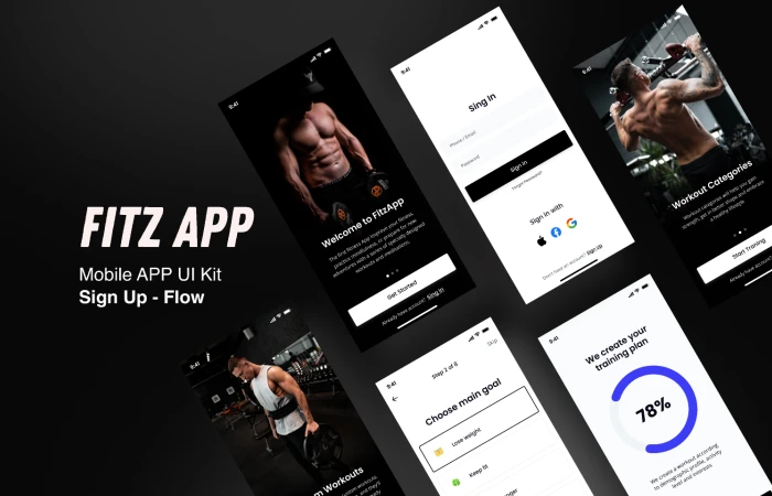 Sign Up Flow Fitness App  - Free Figma Template