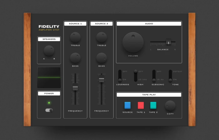 Skeuomorphic Audio Controller UI  - Free Figma Template