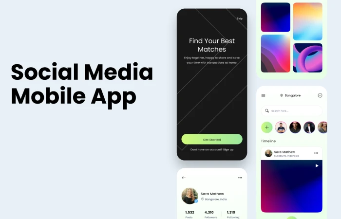 Social Media Mobile App - UI Design  - Free Figma Template