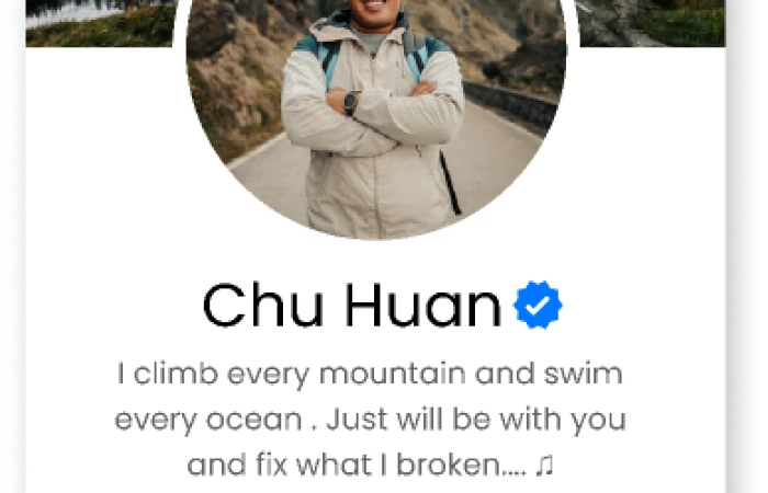 Social Media Profile with blue badge  - Free Figma Template