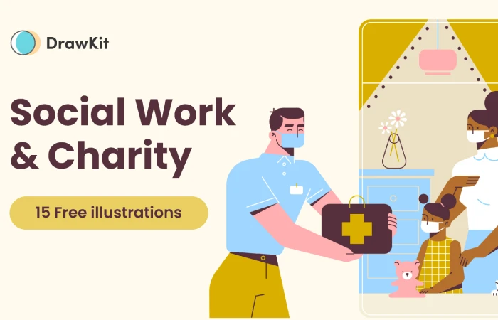Social Work & Charity Illustrations - DrawKit  - Free Figma Template