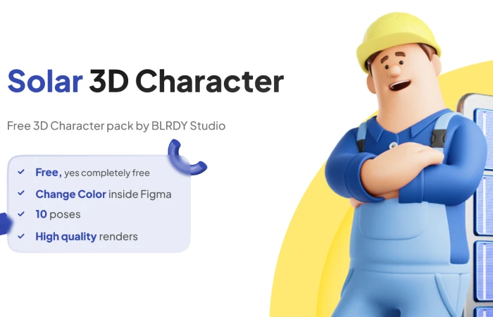 Solar 3D Character  - Free Figma Template