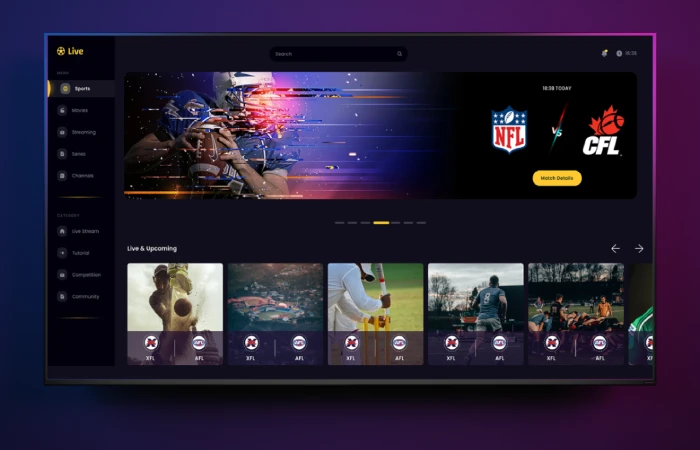 Sports Streaming site  - Free Figma Template