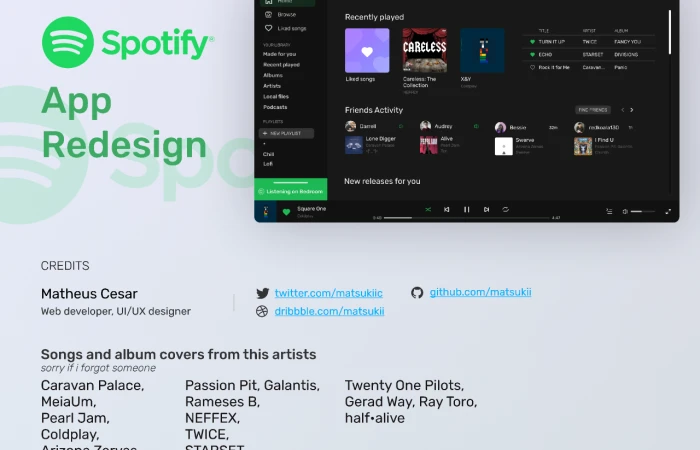 Spotify UI redesign  - Free Figma Template