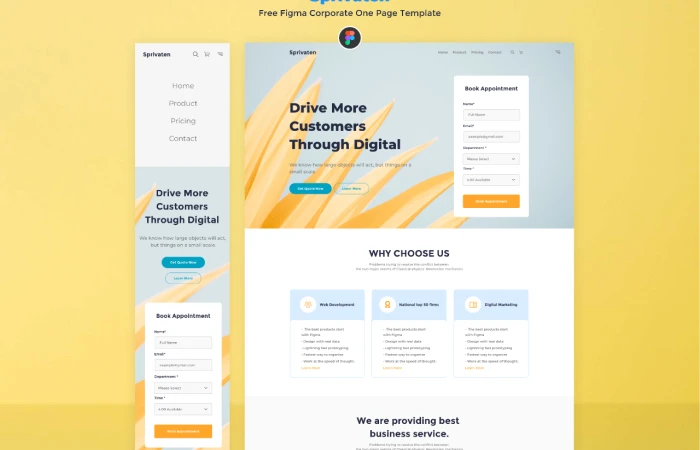 Sprivaten - Free Figma Corporate One Page Template  - Free Figma Template