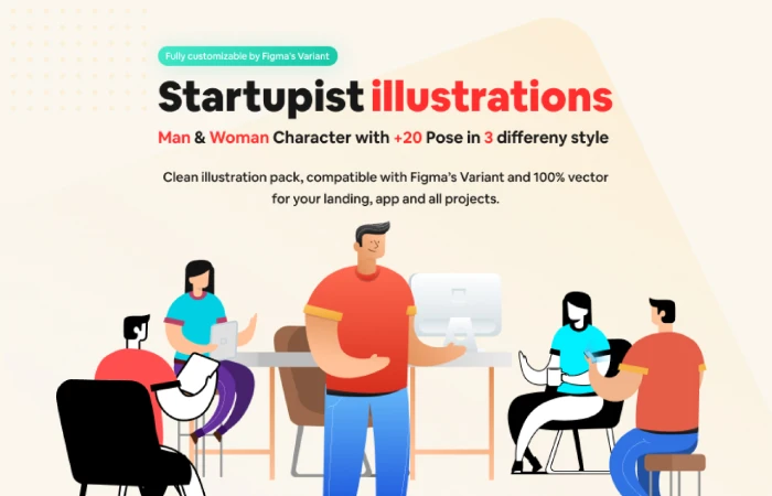 Startupist Free illustrations  - Free Figma Template