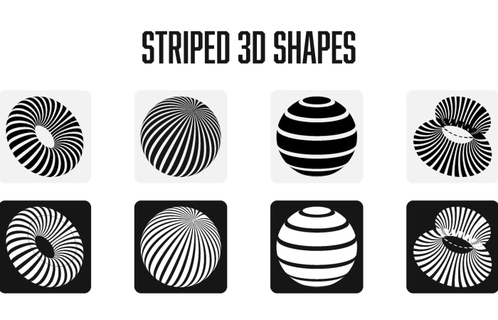 Striped 3D Shapes  - Free Figma Template