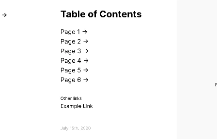 Table of Contents  - Free Figma Template
