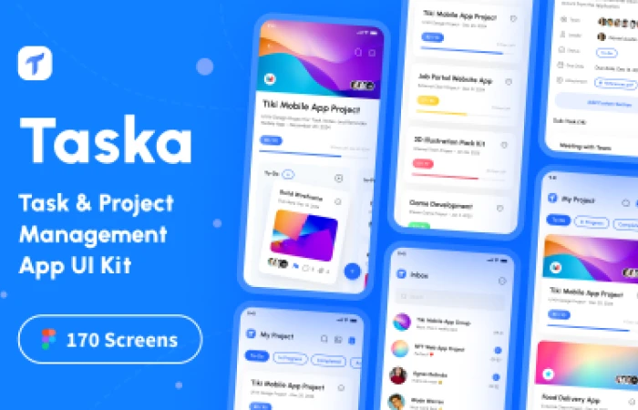 Taska - Task & Project Management App UI Kit  - Free Figma Template