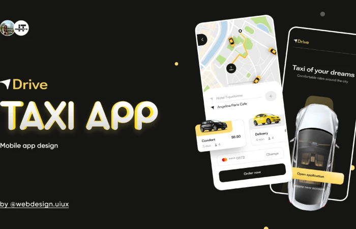 Taxi mobile app design  - Free Figma Template