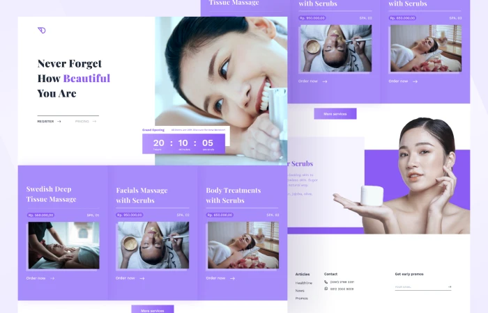 The Day Beauty - Landing Page for Beauty & SPA Service  - Free Figma Template