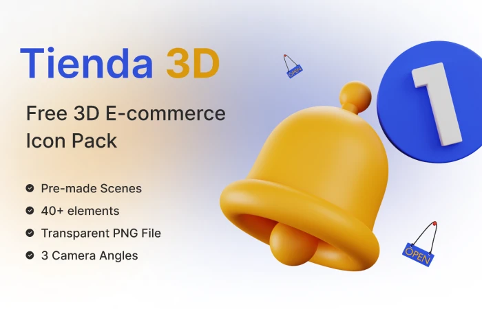 Tienda  Best Free 3D Icon Pack for E-commerce Stores  - Free Figma Template