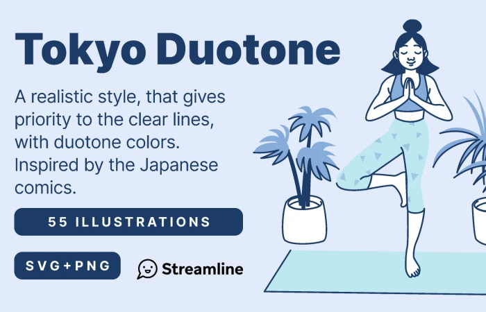 Tokyo Duotone Illustration Free Set  - Free Figma Template