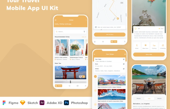 Tour Travel Mobile App UI Kit  - Free Figma Template
