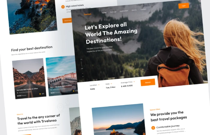Tourism-Travel Landing Page  - Free Figma Template