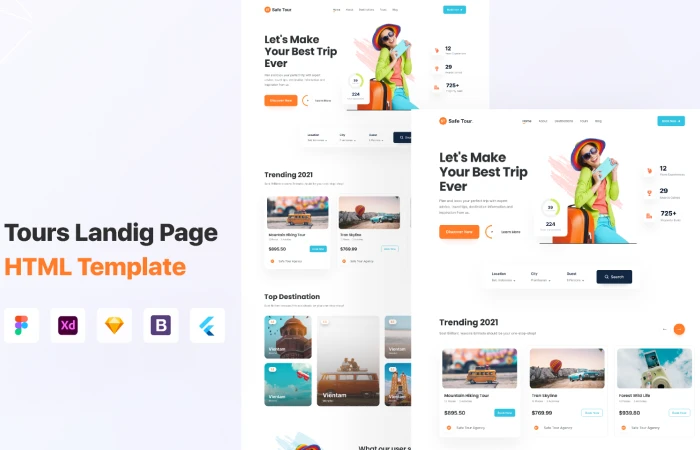 Tours & Adventures Landing Page  - Free Figma Template
