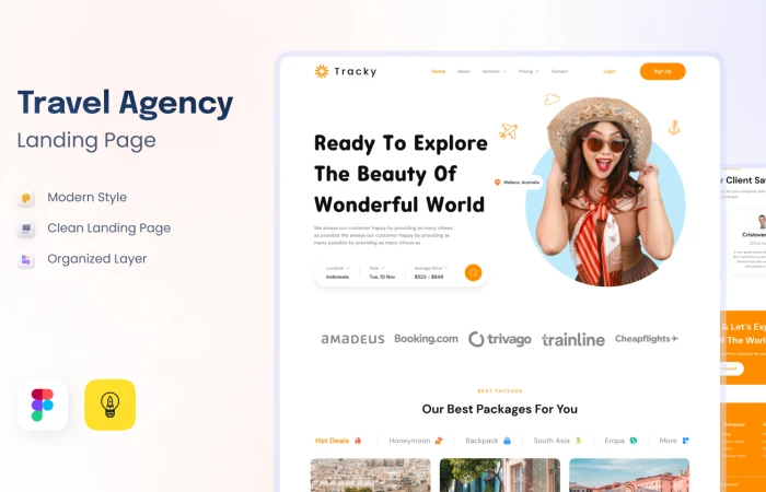 Tracky - Travel Agency Landing Page - Only $5  - Free Figma Template