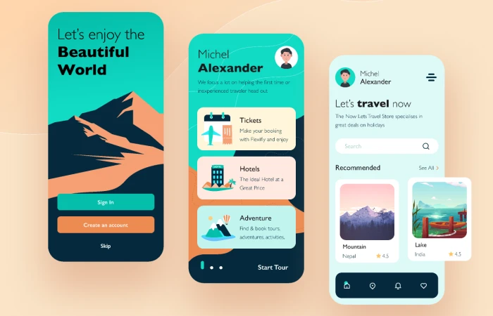 Travel app concept  - Free Figma Template