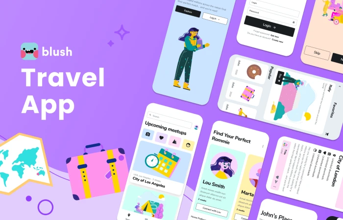 Travel App Template with Nomads Illustrations  - Free Figma Template