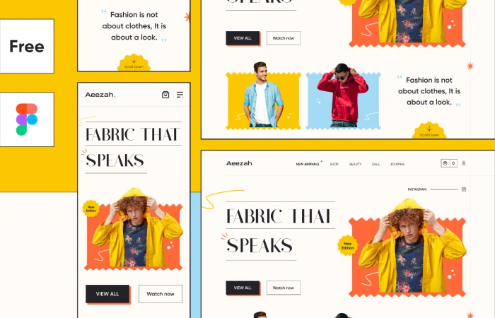 Trending eCommerce & Shopping Home page or Landing Page UI UX Design With Responsive Version  - Free Figma Template