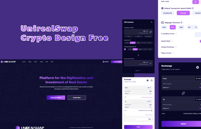 UnirealSwap Crypto Design Free  - Free Figma Template