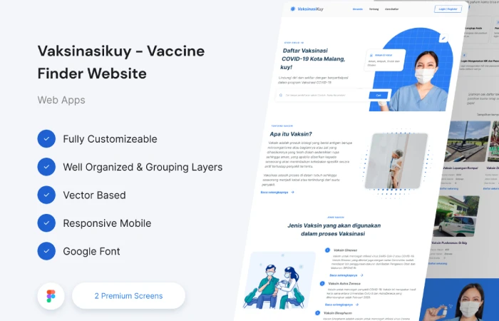 Vaksinkuy - Vaccine Finder Website  - Free Figma Template